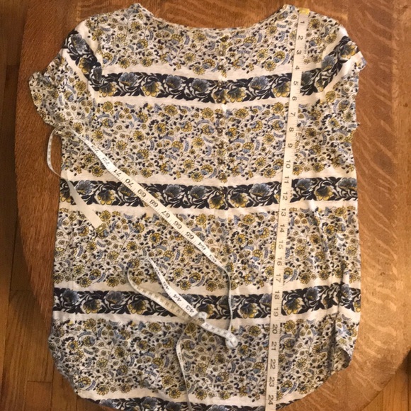 Lucky Brand Floral Button Back Linen T-Shirt Small - Picture 7 of 7